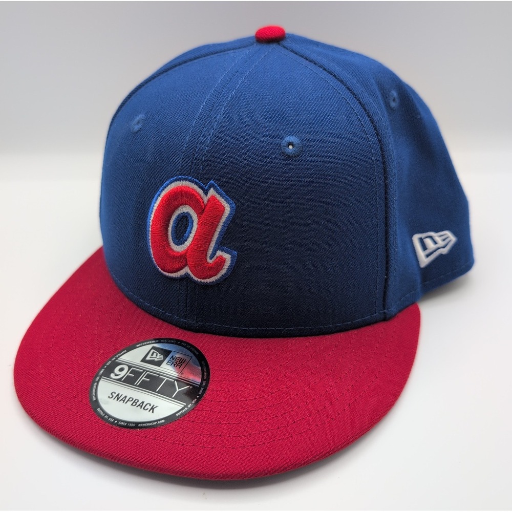 New Era Atlanta Braves A Logo Blue/Red 9FIFTY Snapback Hat Throwback Logo New